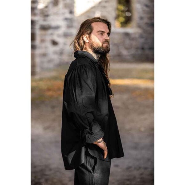 Dracula Ruffled Pirate Shirt - Black