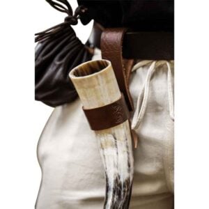 Embossed Celtic Drinking Horn Holder - Brown