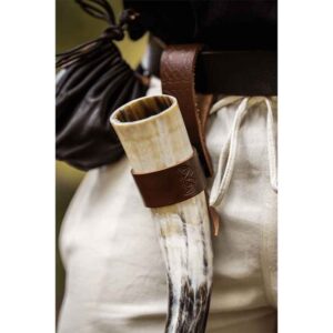 Embossed Celtic Drinking Horn Holder - Brown