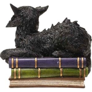 LED Wicked Black Cat on Books Statue