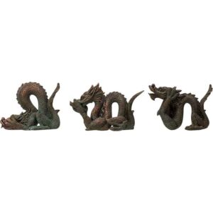 No Evil Chinese Dragon Statue Set