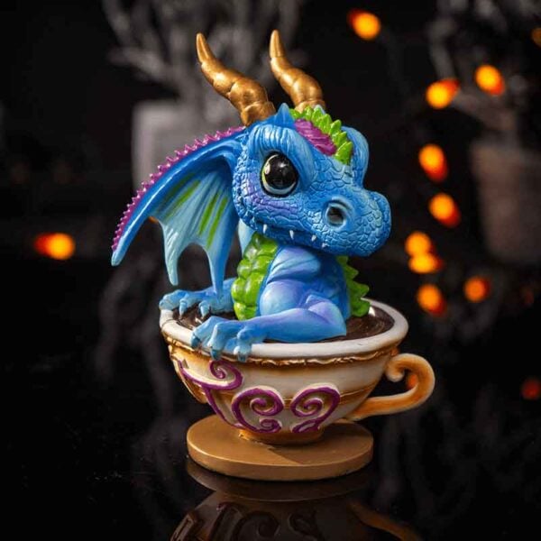 Cup of Tea with Blue Dragon Statue