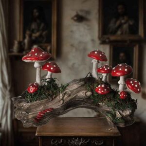 Fairy Garden Mushrooms on Log Statue