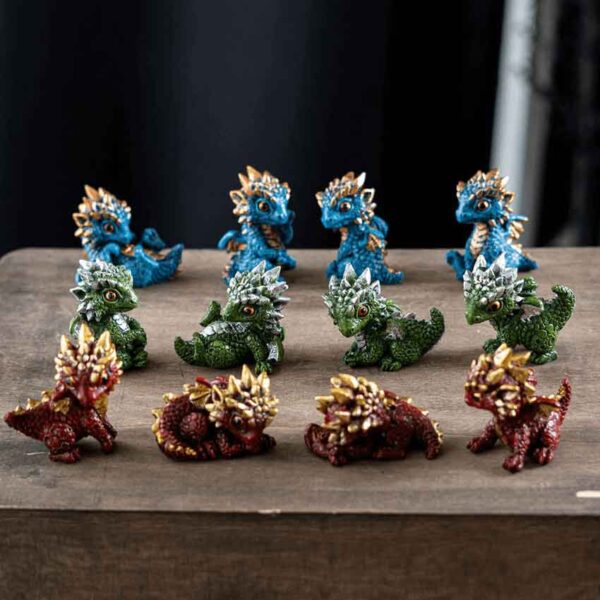 Mini Spiky Dragon Statues - Set of 12