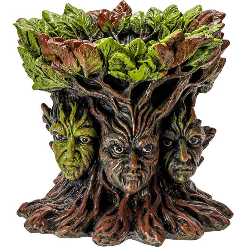 Three Greenman Cone Incense Burner