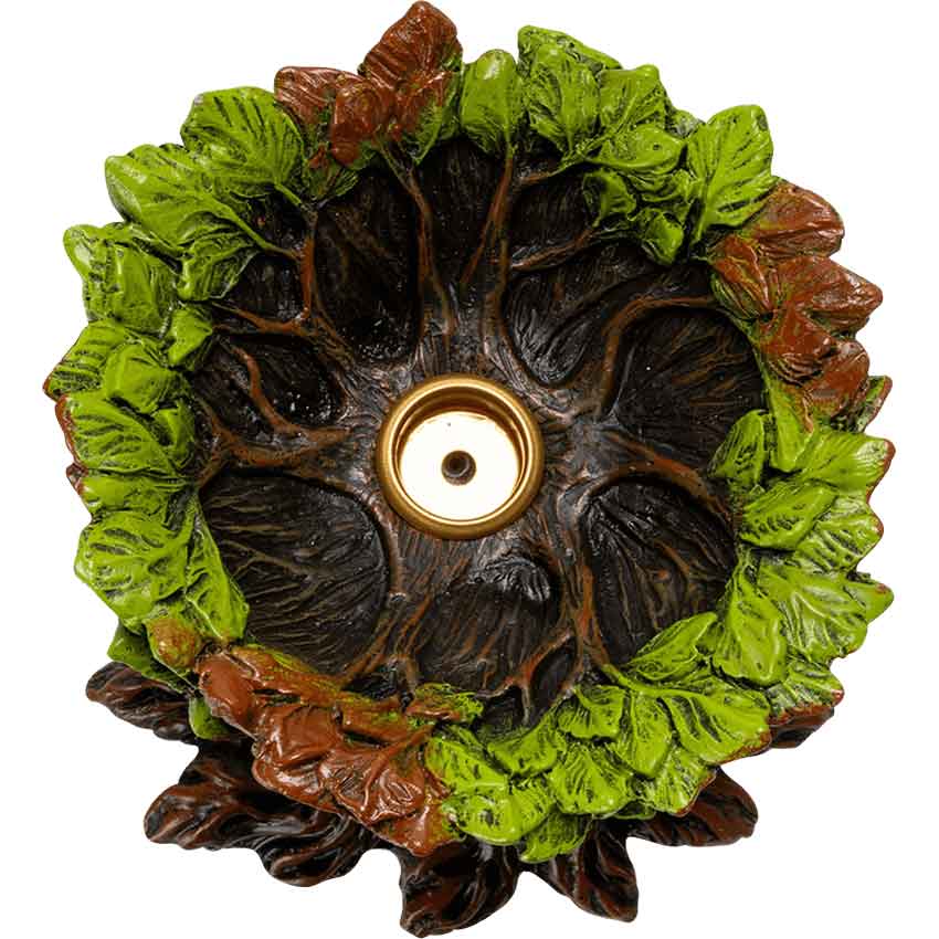 Three Greenman Cone Incense Burner