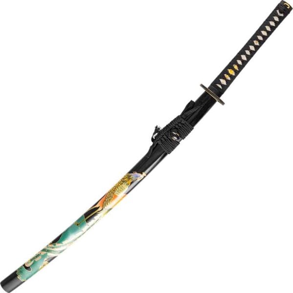 Handmade Phoenix and Crane Katana with Stand