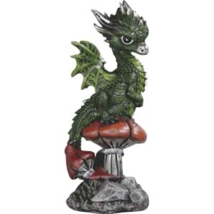 Green Dragon Hatchling on Mushroom Statue