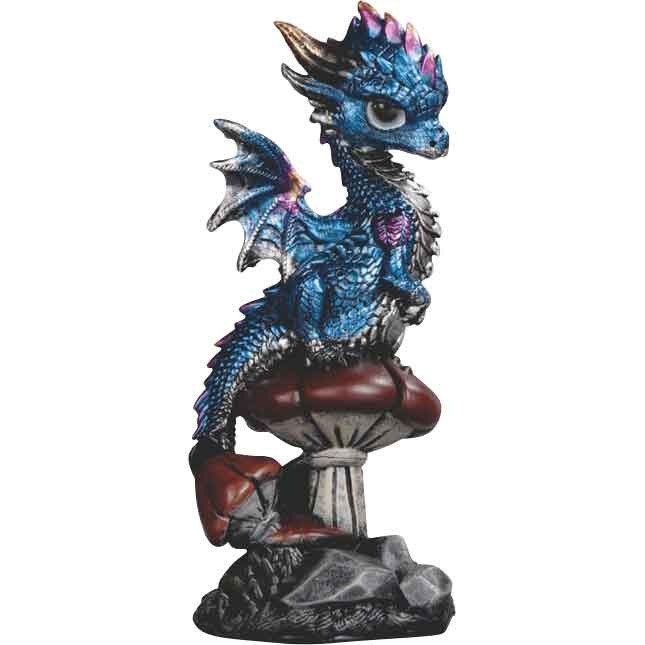 Blue Dragon Hatchling on Mushroom Statue