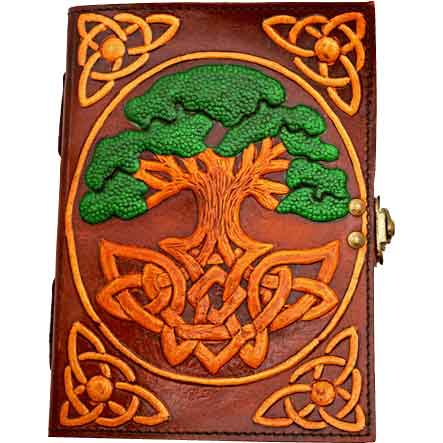 Green Tree of Life Leather Embossed Journal
