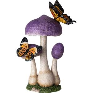 Purple Mushrooms with Butterflies Statue
