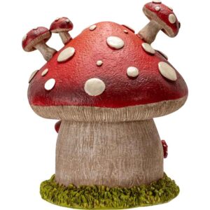 Red LED Mushroom House Statue