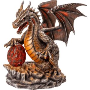 Fire Dragon with LED Egg Statue