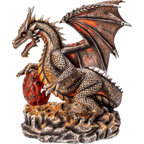 Fire Dragon with LED Egg Statue