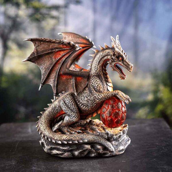 Fire Dragon with LED Egg Statue