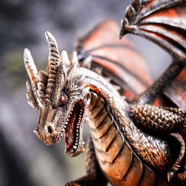 Fire Dragon with LED Egg Statue