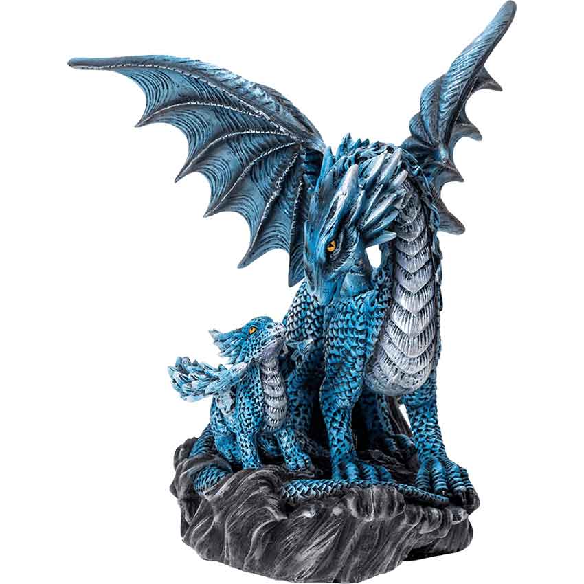 Water Dragon with Hatchling Statue
