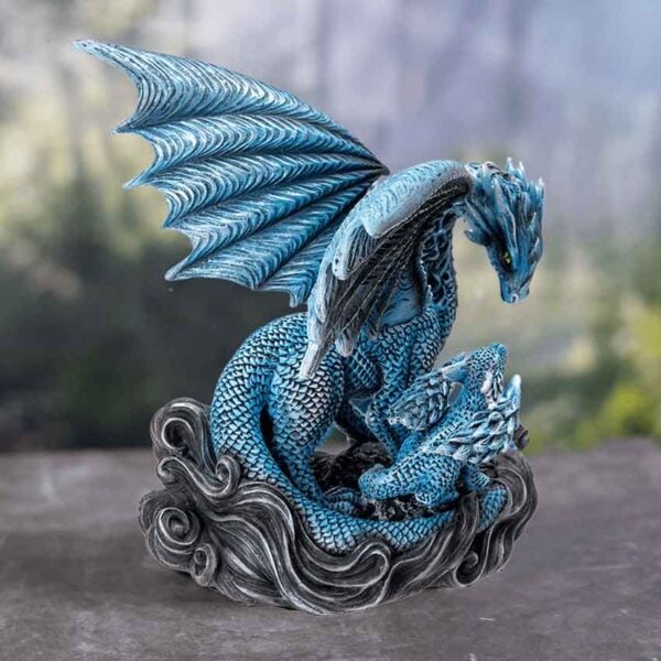 Water Dragon with Hatchling Statue