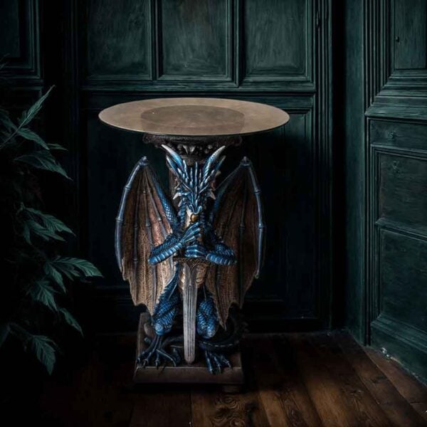 Blue Guardian Dragon with Sword Table