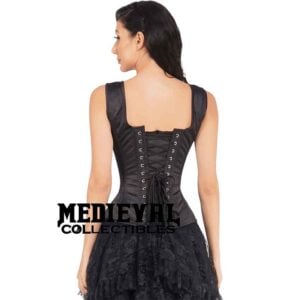 Cannelita Black Satin Corset With Shoulder Straps