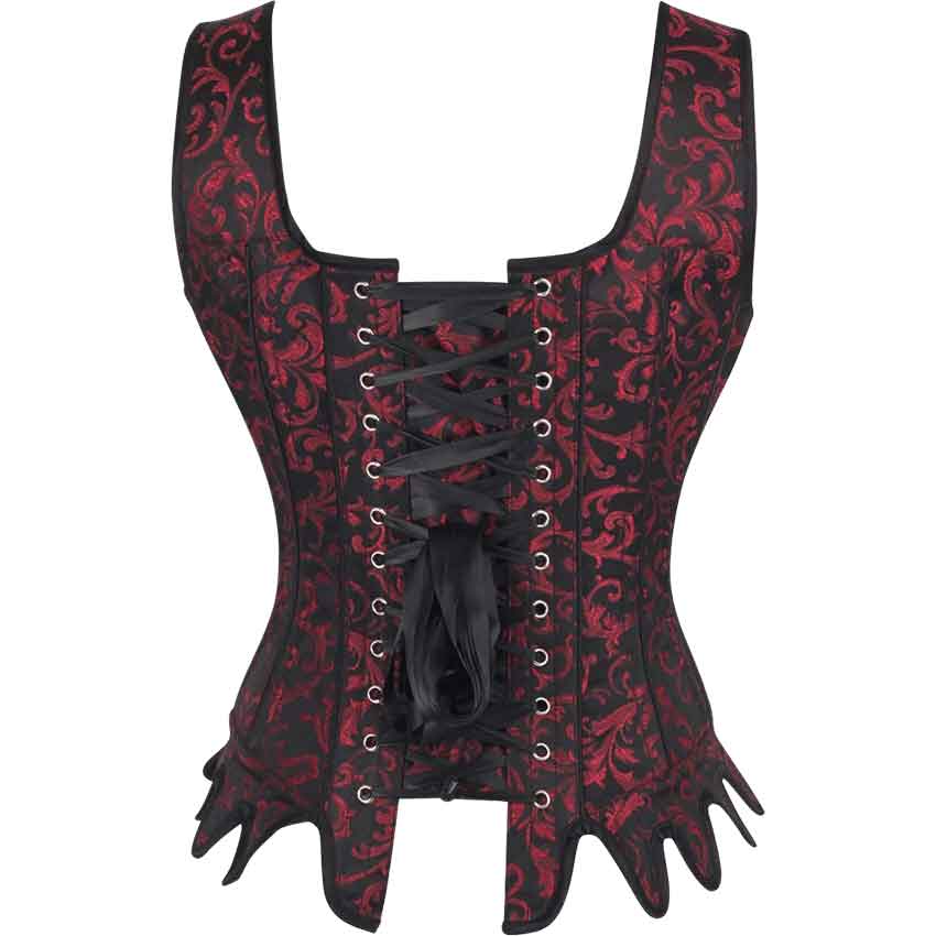 Rabona Green Brocade & Faux Leather Overbust Corset