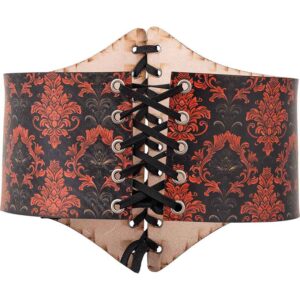 Gothic Damask Leather Waist Cincher