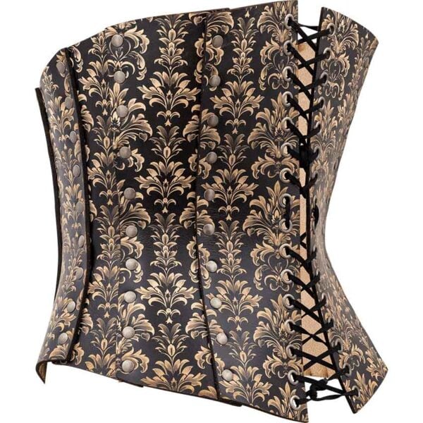 Acanthus Damask Leather Corset