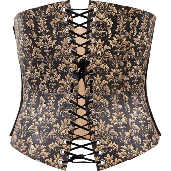 Acanthus Damask Leather Corset