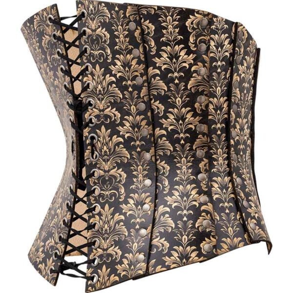 Acanthus Damask Leather Corset