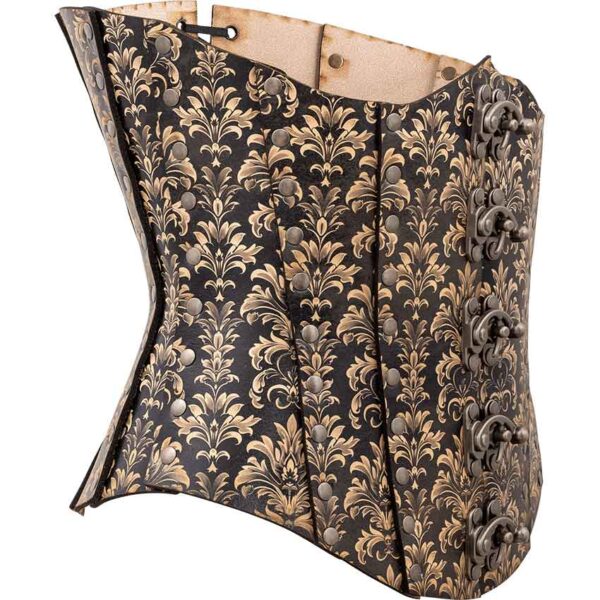 Acanthus Damask Leather Corset