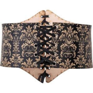 Acanthus Damask Leather Waist Cincher