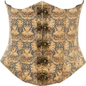 Muted Blue and Beige Leather Corset