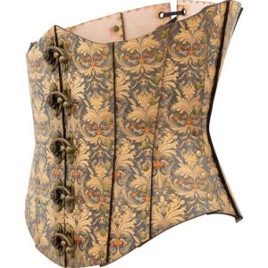 Muted Blue and Beige Leather Corset