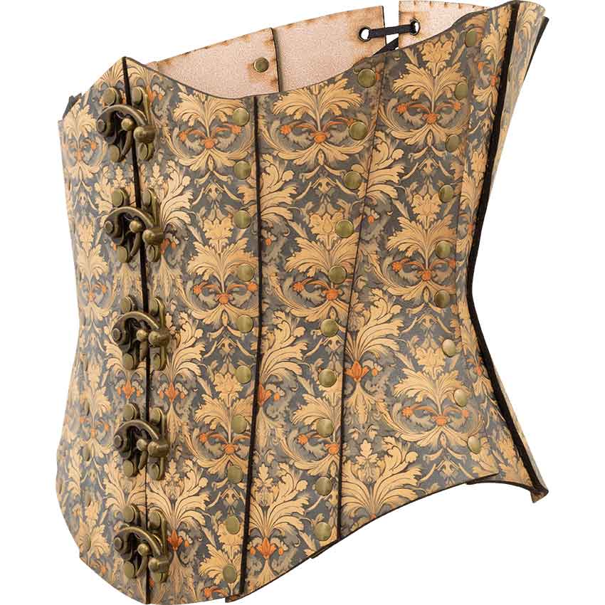 Muted Blue and Beige Leather Corset