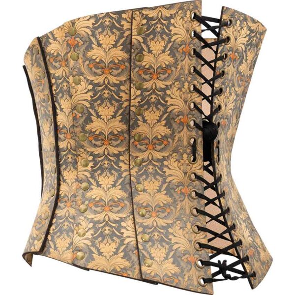 Muted Blue and Beige Leather Corset