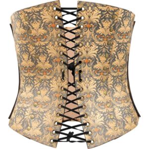 Muted Blue and Beige Leather Corset
