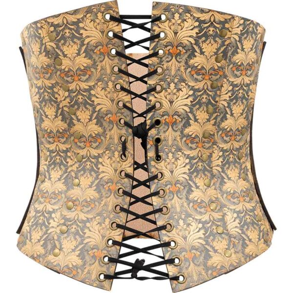 Muted Blue and Beige Leather Corset