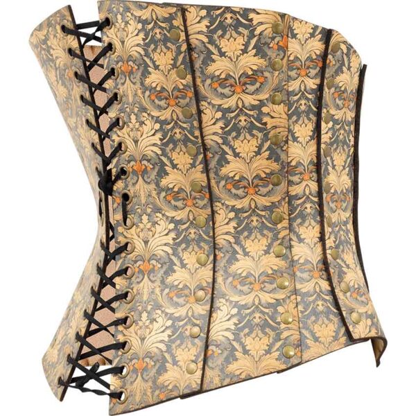 Muted Blue and Beige Leather Corset