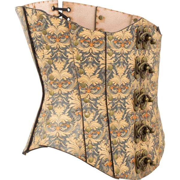 Muted Blue and Beige Leather Corset