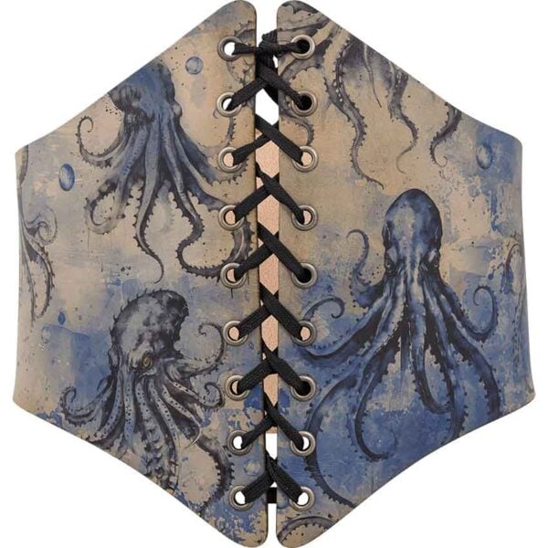 Blue Kraken Leather Waist Cincher