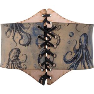 Blue Kraken Leather Waist Cincher