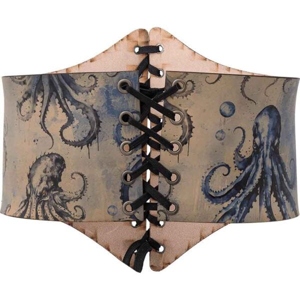 Blue Kraken Leather Waist Cincher