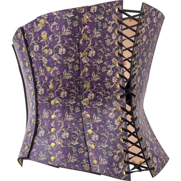Purple Flourish Leather Corset