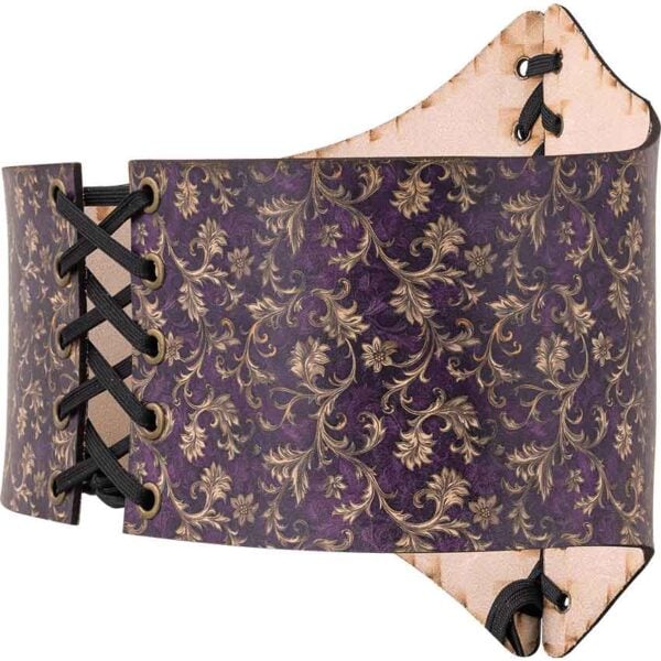 Purple Flourish Leather Waist Cincher