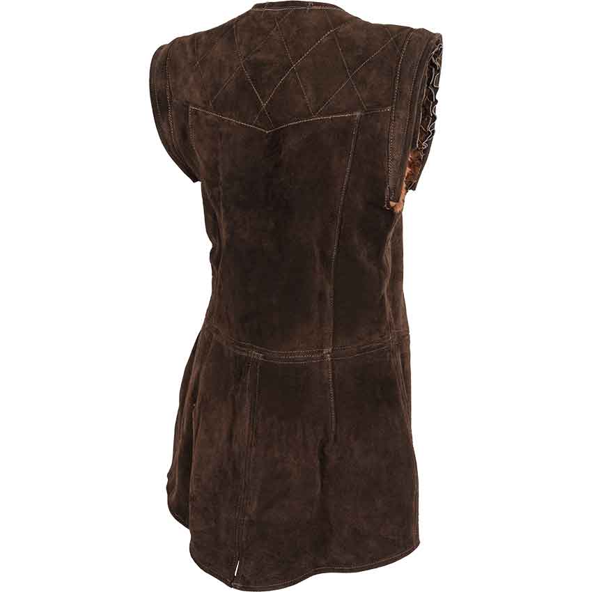 Muskrat Fur Lined Garen Suede Vest