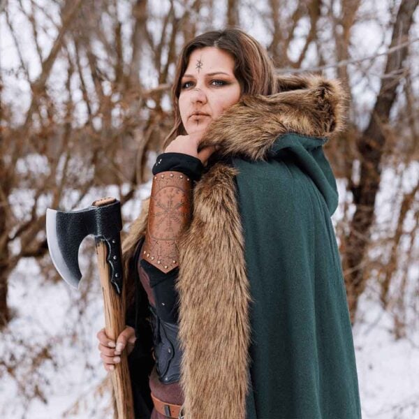 Aaron Canvas Cloak with Fur Trim