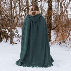 Aaron Canvas Cloak with Fur Trim