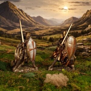 Bronze Templar Knights Statues