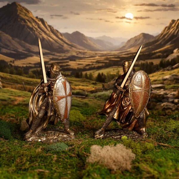 Bronze Templar Knights Statues