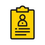 icon of a clipboard with a human icon